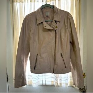 Vintage Women’s Stone Moto Leather Jacket Zipper Detailing: X-Large